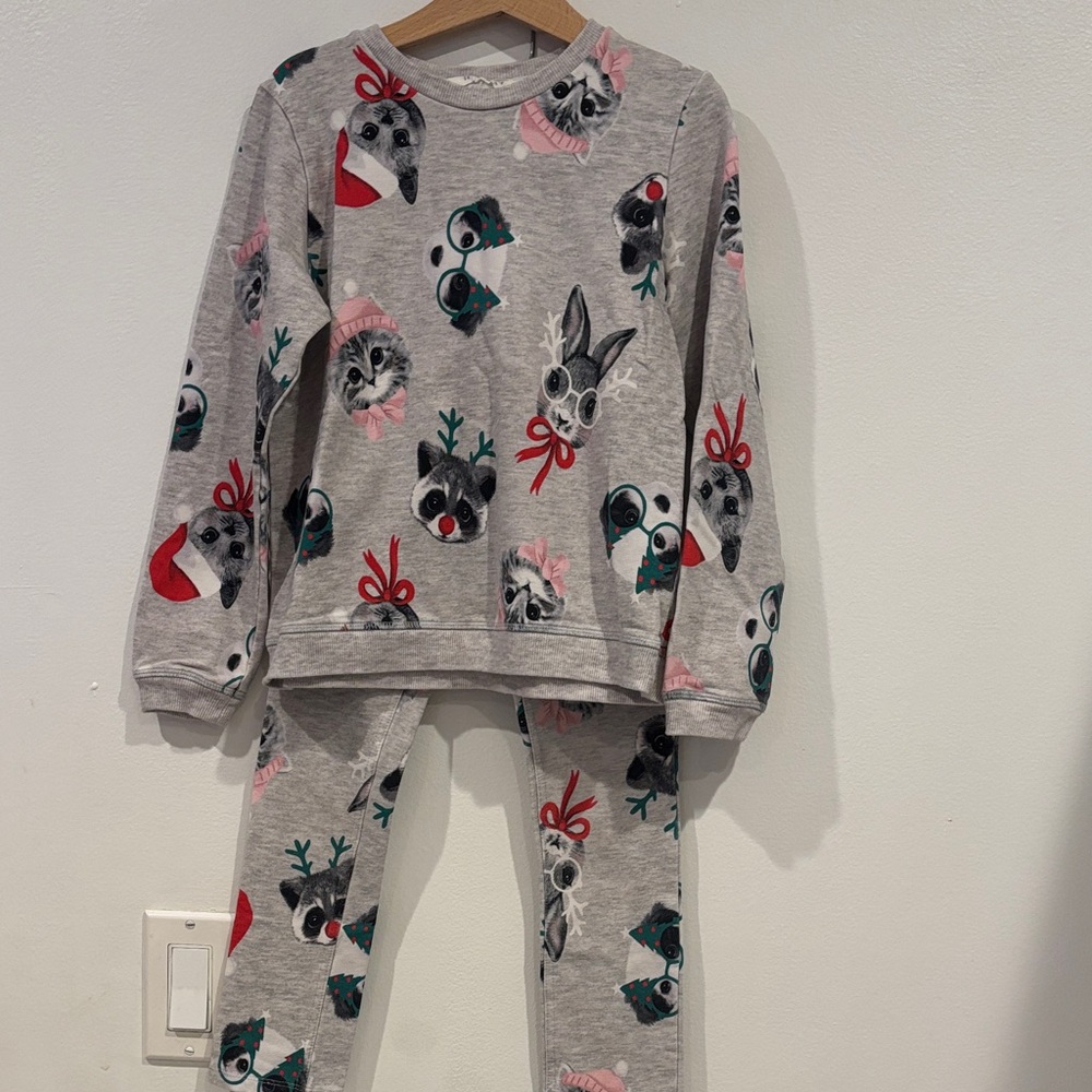 H&M Gray Kids Matching Set with Festive Print